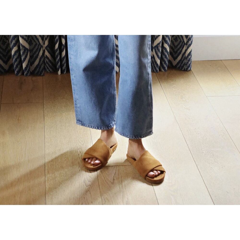 Beek Kea Slide Sude Sandals Almond Tan Size NIB - Picture 2 of 12
